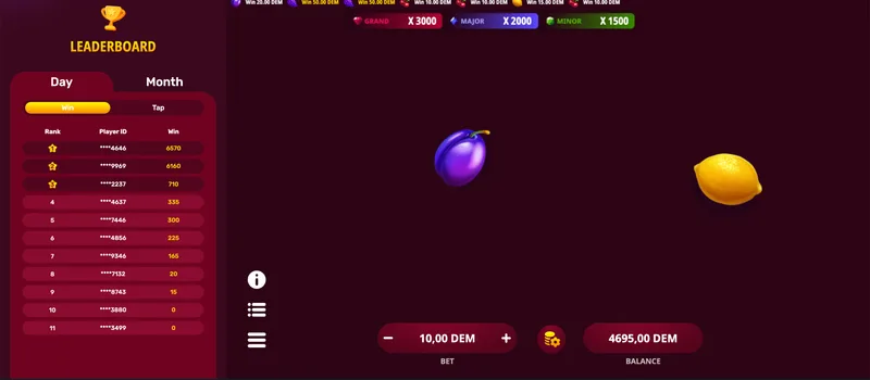 Hot Slice demo mode — free play with virtual credits